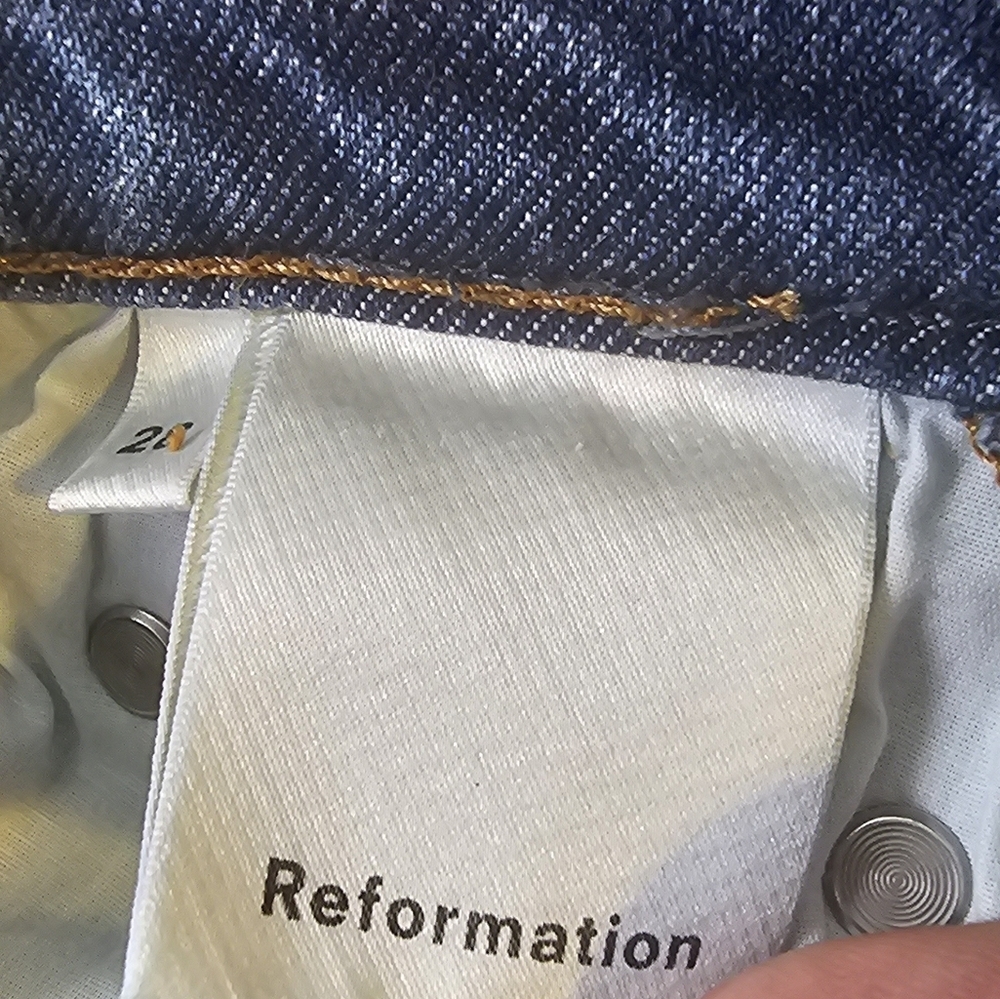 Reformation High Rise Skinny Distress Blue Jeans Sz 28 - Picture 12 of 14